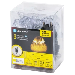 Niskonapięciowe lampki choinkowe 50led w kształcie kropli deszczu 5m+3m ciepłe